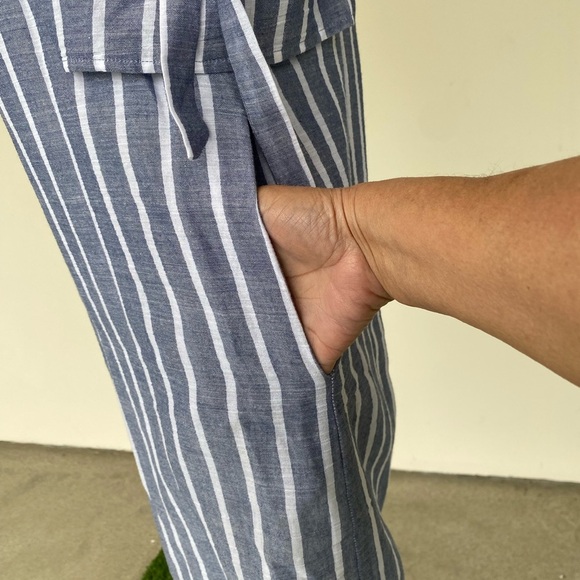 Blue and White Striped Off-Shoulder Dress by Lucky Brand size medium. - Picture 4 of 5